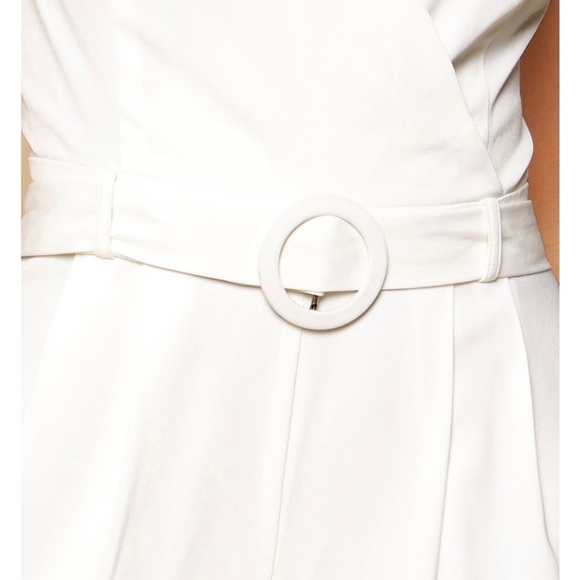 White Belted Jumpsuit - Picture 3 of 4